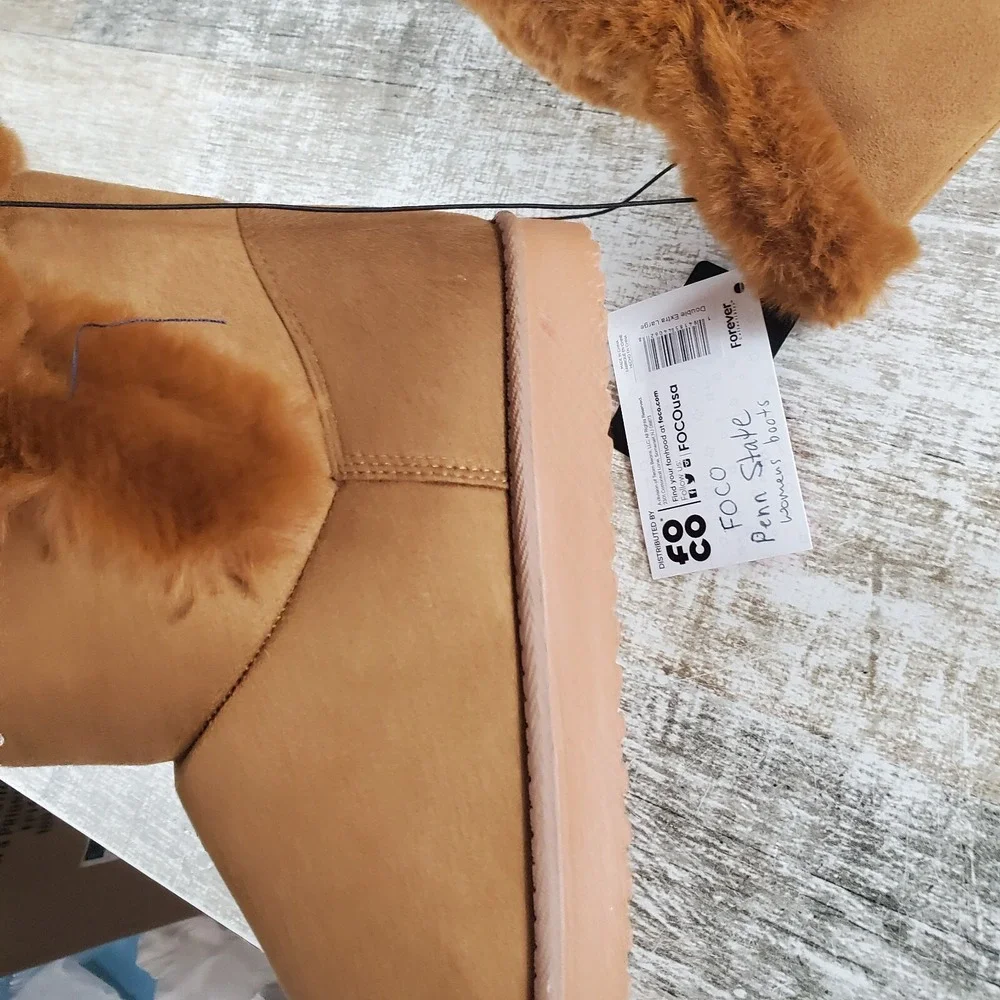 Foco Penn State Nittany Lions Womens Winter Boot Sz 10 Brown Faux Fur Ankle